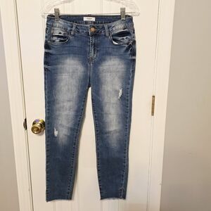 Kensie Distressed Blue Skinny Jeans Size 4/27 Medium Wash